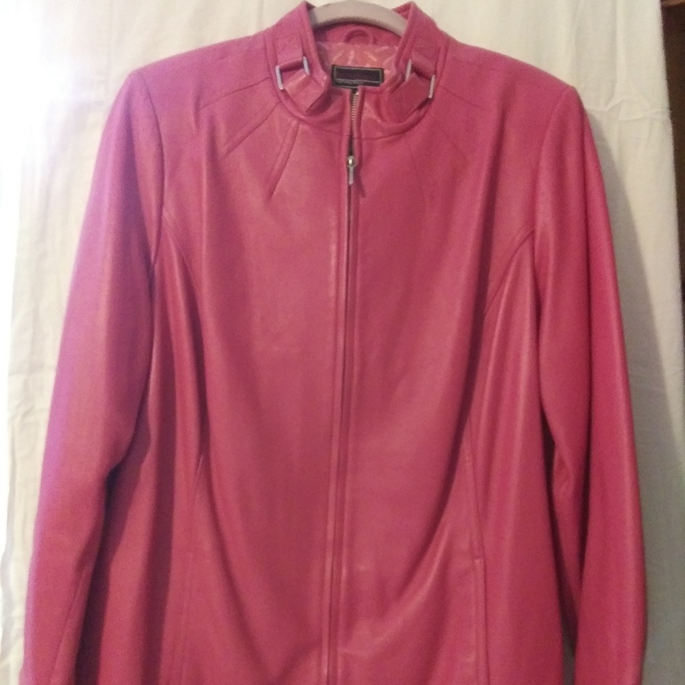GLOVE SOFT, 100% GENUINE LEATHER JACKET IN PINK